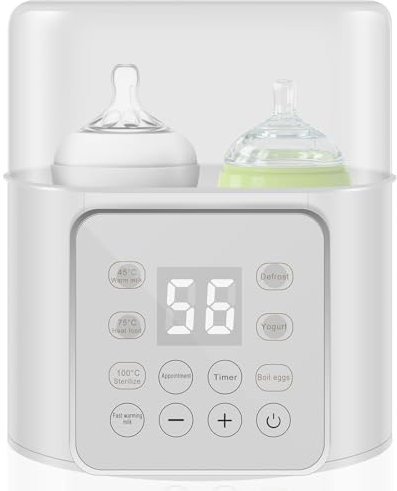 Baby Bottle Warmer, Baby Double Bottle Sterilizer with Timer and Anti-Dry Burn, Protection Portable Double Bottle Milk Warmer, Safe Bottle Warmer for Breastmilk or Formula