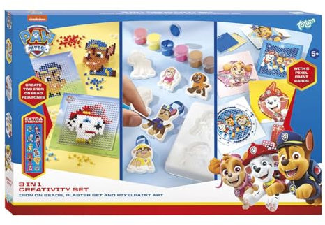 Totum 3in1 PAW Patrol Strijkkalen, Gips Gieten en Pixelkunst Knutselset