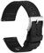 WOCCI 20mm Segeltuchstoff Uhrenarmband, Schnellverschluss, Ersatzband, Silberne Schnalle (Schwarz)