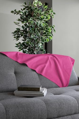 HolDreams - Manta Suave De Sedalina 130x160cm - Diseño Elegante Ligera para Sofá - Mantas para Cama Invierno - Manta Sofa Cama - Tacto Aterciopelado Sedoso (Fucsia)
