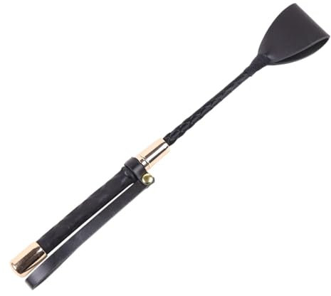 Reitgerte und Peitsche mit Lederhalter, gerte für , mit rutschfestem Gel-Griff, 30 cm, Schwarz