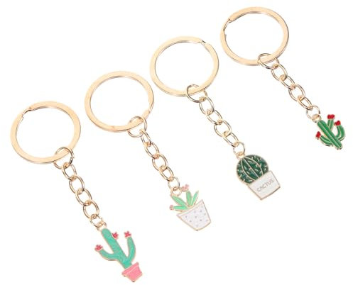 Prettiee 4er-Pack Kaktus-Schlüsselanhänger, Auto-Anhänger, Damen-Schlüsselanhänger, Taschenanhänger