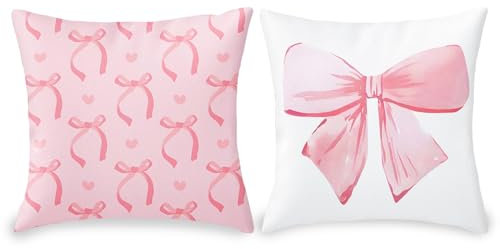 Onperpoe 2 Stück Dekorative Kissenbezüge für Mädchenzimmer Kokette-Schleife Ästhetische Kissenbezüge Kokett-Stoffe Kissenbezug Raumdekoration Adrette Geschenke für Frauen und Mädchen 45 x 45 cm