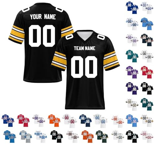 Yunshenla Personalisiert American Football Trikot Herren Damen Kinder Jugend Custom Jersey Personalized Name Und Number Kostüm Schnelltrocknend Rugby Shirt, Personalisierbar Oder Blanko(#01)
