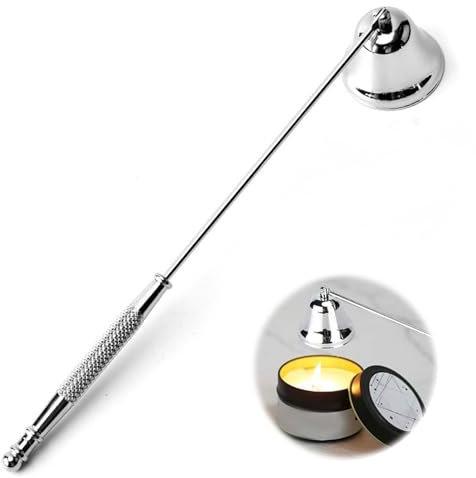 Éteignoir à Bougie Argent, Eteignoir a Bougies avec Long Manche, Bougie Extincteur en Acier Inoxydable, Peut éteindre la Flamme de Manière Sûre, Ideal pour Les Cadeaux