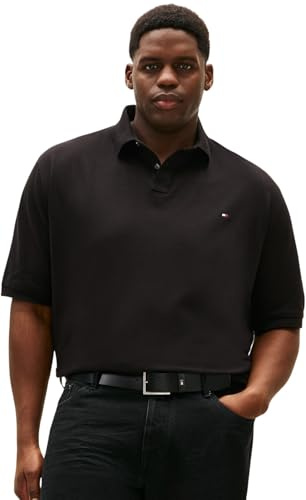 Tommy Hilfiger Herren Poloshirt Kurzarm 1985 Regular aus Baumwolle mit Stretch, Schwarz (Black), 3XLT