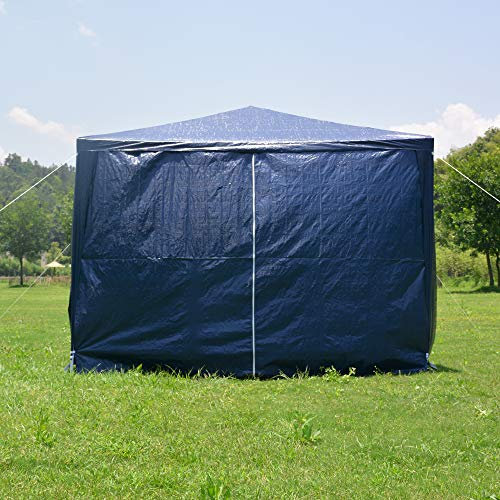 Panana 10''x10'' Gazebo with 4 Side Panels Waterproof PE Garden Marquee Canopy Party Wedding Tent Marquee 3X3m (Blue)