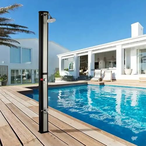 WilkSxyc Ducha Solar Exterior 35 litros, Ducha Independiente para Piscina, Jardín, con Rociador Giratorio y Grifo de Pie, para Piscina, SPA, Patio, Playa
