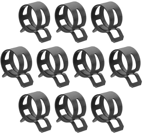 sourcing map 10pcs Spring Band Type Hose Clamps 20mm Fuel Line Hose Spring Clip Silicone Vacuum Hose Pipe Clamp Low Pressure Tube Clip Fastener, Black