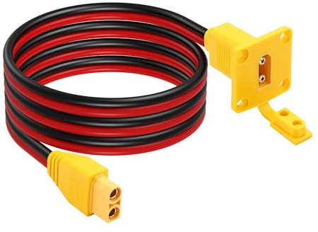 GINTOOYUN XT90 Cavo di alimentazione per montaggio a pannello, 10 AWG XT90, da maschio a femmina, cavo di alimentazione per batteria Lipo, drone FPV, ecc. (1 m)