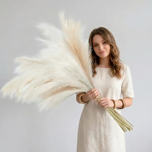 Woltoy Künstliche Blume 6 Stück Kunstblumen, Zweifarbiges Pampasgras, Natürlich Aussehende Kunstblumen für Boho & Skandinavisch Wohnaccessoires