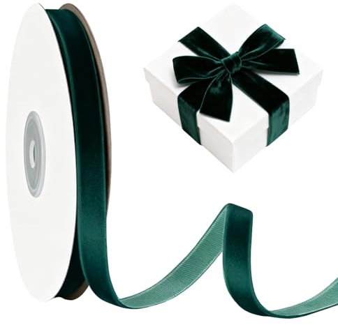 50 Yards Green Velvet Ribbon 10mm Soft Satin Ribbon Roll