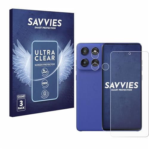 Savvies Schutzfolie für Motorola Edge 60 Stylus | (Display+Kamera) 6 Stück Transparenter Displayschutz Made in Germany Ultra-Klar Displayschutz-Folie