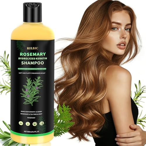 500ML Rosmarin Shampoo für Haarwachstum, Rosmarin Shampoo für Fettige Haare | Natürliches Rosmarin-Shampoo, Rosemary Hydrolysiertes Keratin Shampoos für Haarausfall, Feines Haar, Frauen und Männer