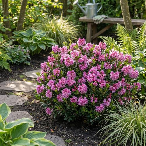 Bloomique - Rododendro Bloombux Magenta - Rododendro enano - Plantas de jardín - Resistente al invierno - Perenne - 30-40 cm de altura - Maceta de 17 cm