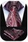 HISDERN Herren Krawatte Blumen Paisley Krawatte & Einstecktuch Set Burgund Grau