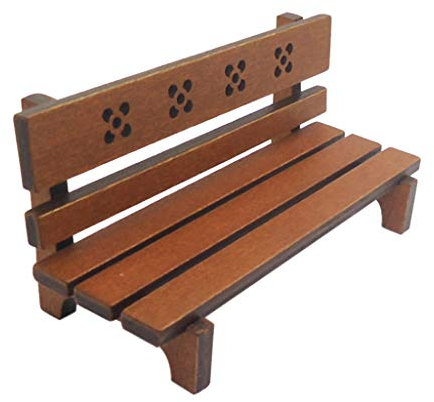Fenteer Möbel Holz Langstuhl Gartenbank Sitzbank Modell für 1:12 Puppenstube Garten Deko, Braun