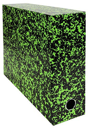 Exacompta - Réf. 89723E - Lot de 5 boîtes transfert Annonay en papier imprimé vernis - Dos 90 mm - Avec un un œillet en métal - Pour format A4 - Dim 25,5 x 34 x 9 cm - Couleur vert - Livrée montée