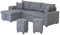 Happy Garden umwandelbares Ecksofa Tony 3-Sitzer in grau meliertem Stoff. Sofa mit umkehrbarer Meridian, Aufbewahrungskiste und Hockern.