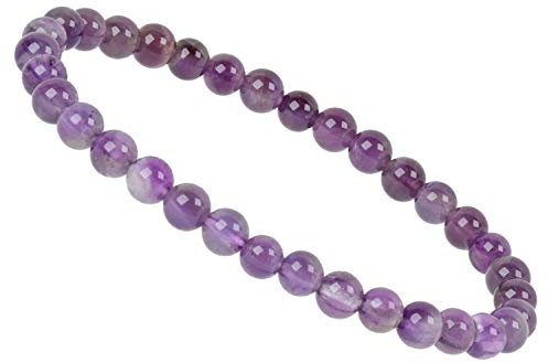 ELEDORO Stretch Armband aus echten Edelstein-Perlen (6mm) – Perlenarmband für stilvolle Eleganz (Amethyst)