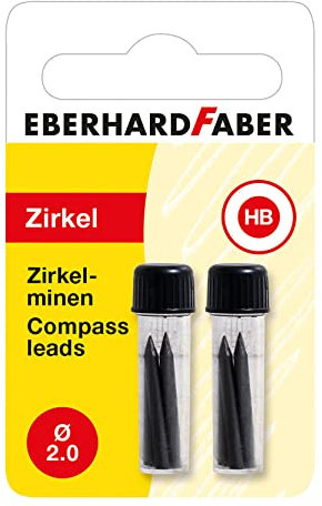 Eberhard Faber 571798 Zirkelmine 2 mm x 25 mm, 8 Stück in 2 Dosen, für alle Zirkelmodelle geeignet, 2mm x 25mm