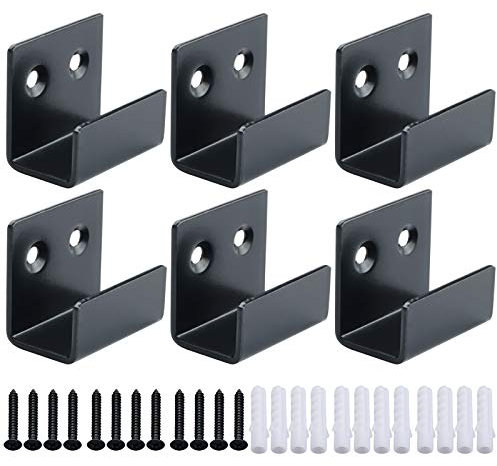 Sayayo Stainless Steel Picture Rail Hooks Picture Hanging Mirror Clips Mirror Fixings Hanging Kits Heavy Duty Ceramic Tile Display Bracket, Matte Black Finish, 6 PCS (20MM Inside Width)