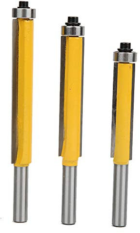 Fafeicy 3PCS 8mm Shank Holzbearbeitungsfräser, 45# Carbon Steel Trimming Router Bit, mit Lager, Fräser
