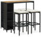 vidaXL Gartenbar Set 5-TLG. mit Kissen Theke Bar Tresen Gartentheke Bartisch Stehtisch Barstuhl Barhocker Gartenmöbel Poly Rattan Schwarz
