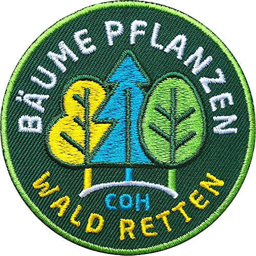 2 x Bäume pflanzen, Wald retten gestickt 65 mm, Patch Aufnäher Aufbügler/Forst Förster Future Klima Klimaschutz Klimawandel Natur Naturschutz Ökosystem Umwelt Zukunft