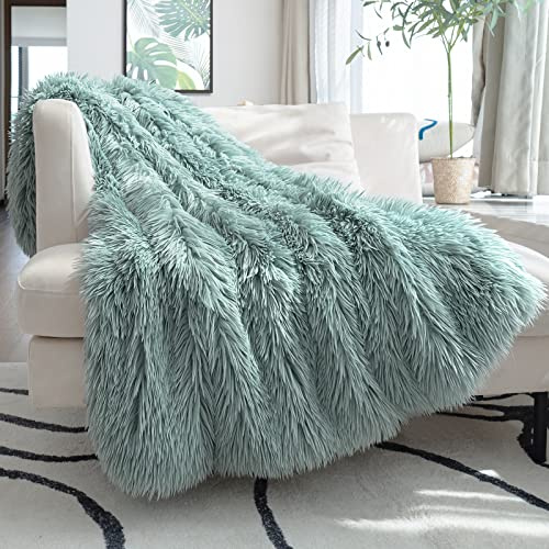 JONIYEAR Luxuriöse dekorative Flauschige Kunstfell-Überwurfdecke, 127x152.4 cm, weiche, Flauschige Pelzdecke für Schlafzimmer, Wohnzimmer, niedliche schöne Decke für Haustiere, Aluminium Qua
