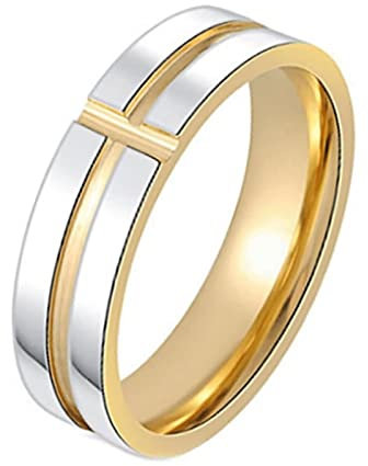 Aotiwe Damen Edelstahlring Schmal, Bandring Frauen 6Mm Kreuzpoliert Gold 70 (22.3) für Freundschaft Liebe