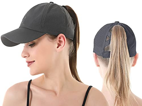 Damen Mädchen Pferdeschwanz Baseballkappe Sonnenschutz Laufkappe Schnell Trocknende Sonnenblende Hut Tennis Golf Basecap Hut Einstellbar Ponytail Baseballmütze UV Sonnenhut Schirmmütze Sommermütze