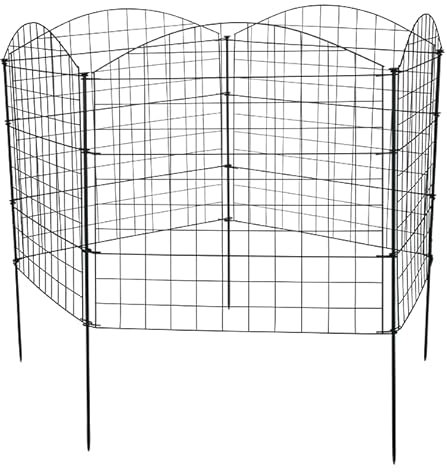 Garmix Teichzaun-Set 11-teilig 71x53cm/71x71cm/71x79cm 6x6cm Schwarz oder Grün … (Oberbogen 71x79cm, Schwarz)