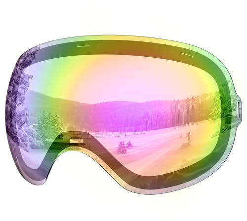 Findway Rosa Verspiegelt Magnetischen Wechselgläsern für Skibrille Magnet (Nur Wechselgläsern)