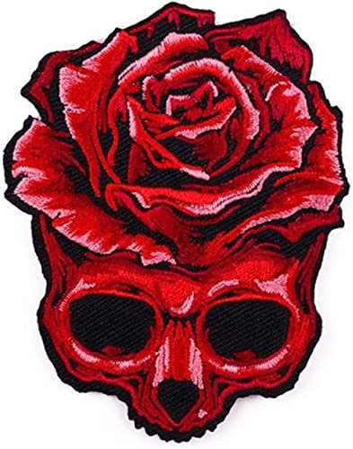 Skull Rose Logo Iron On Sew On High-end Embroidered Patch Skull Rose Patches Ghost Head Cloth Chest Sticker for Men Women Clothes Jeans Hat Pants Backpack