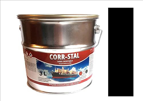CORR-STAL Metallschutzlack, Rostschutzfarbe, Metallfarbe außen, Grundierung gegen Rost, Farbe für Metall, Rostschutzgrundierung Korrosionsschutz, Metallack, Aluminium-Zink. (3 Liter, Schwarz)