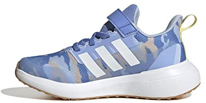 Adidas Fortarun 2.0 Cloudfoam Elastic Lace Top Strap Shoes Laufschuhe, Blue/Cloud White/Almost Yellow, 28 EU
