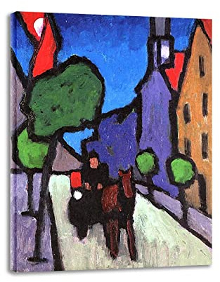 OZOOPY Gabriele Münter Berühmte Leinwand Bilder auf Keilrahmen Main Street in Murnau Bild Druck auf Leinwand,Reproduktion auf Leinwand,Wohnzimmer Wandbilder 30x40cm(12x16in) Gerahmt