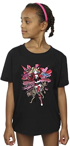 DC Comics Girls Harley Quinn Hyenas T-Shirt Black 7-8 Years