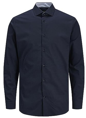 JACK & JONES Herren Oberhemd Slim Fit 12238034 ,Perfect Navy/Fit:slim Fit ,L