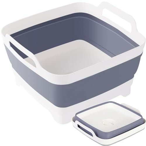 Febortiey Cubeta Plegable de 9 litros, portátil, Multiusos, para Exteriores, Plegable, para Fregadero de Cocina, Caravana, Camping