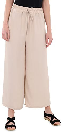 Malito - Ladies Culotte Trousers - Pantalones Palazzo para el Verano - Pantalones de Verano de Talla única para la Playa y la Vida Cotidiana - Trendy Marlene Trousers 2305 Beige