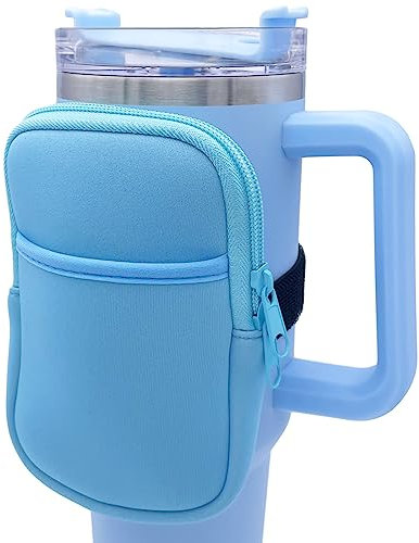 Jastown Wasserflaschentasche, Becher mit Tasche, für Karten, Schlüssel, Brieftasche, Kopfhörer, 6.3 x 4.3 Zoll (blau)