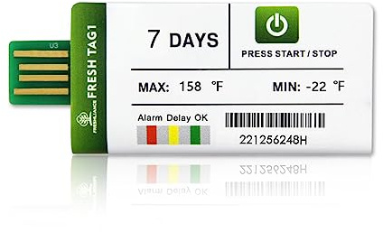 Freshliance USB Temperatur Datenlogger mit 30000 Messwerte, Einweg Temperaturschreiber mit PDF CSV Berichten, hohe Genauigkeit 7 Tage 20 Packung einmalig Kühlkette, Fresh Tag 1