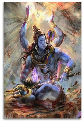 YBHF Hinduismus-Poster Hindu Shiva Poster, Wandkunstdruck, Retro-Ästhetik, Raumdekoration, Bürodekoration, 30 x 45 cm, ungerahmt