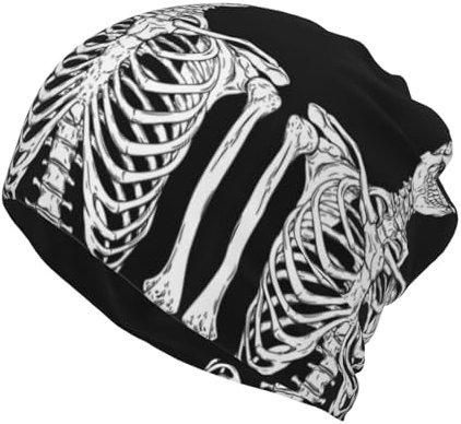ESASAM Vielseitige Beanie-Mütze mit Totenkopf-Druck, multifunktionales Halstuch und Beanie-Kombination, Schwarz , Einheitsgröße