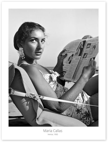 Maria Callas, Venice, 1950 Poster 60 x 80 cm Schwarz-Weiß Wandbilder Wanddeko