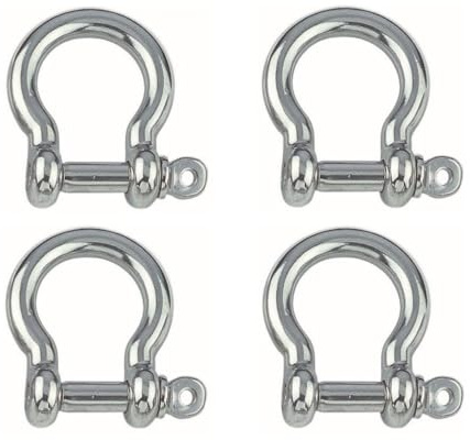 Edelstahl Schäkel geschweifte Form 4 Stück (8 mm)