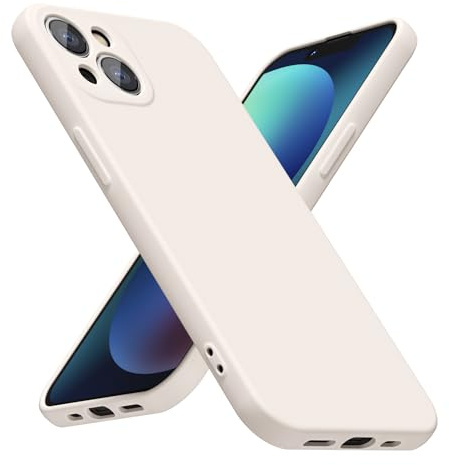LoeoeL for iPhone 13 Phone Case Silicone, Minimalist Ultra Thin Slim Soft Rubber Gel Solid Color Matte TPU Cute Case for Women Men, Girly Plain Aesthetic Design & Camera Cover, Beige Stone Cream