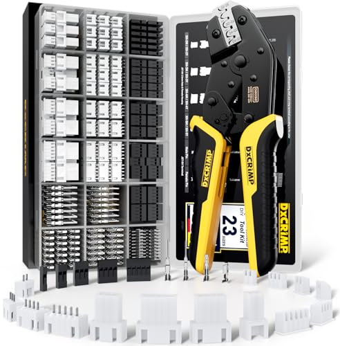 DxCRIMP Kit de Pince à sertir Connecteur JST, 23 Sortes Connecteurs JST-XH 2,5mm + Dupont 2.54mm, Connecteur Electronique Sertisseuse, Pinces à sertir 0,03-0,5mm²,pour Dupont, JST, SM, Molex, AMP